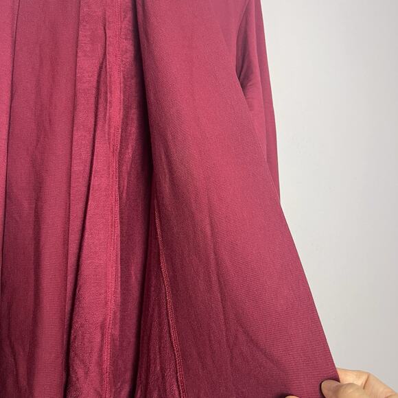 Athleta Women's Open Front Cardigan Pocket Long Sz S Burgundy Layering Comfy - Picture 3 of 13